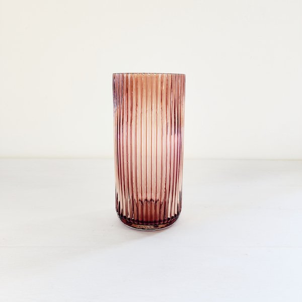 Ribbed Cylinder Vase - Amber/Brown